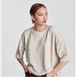 Zara Faux Pearl Sweater